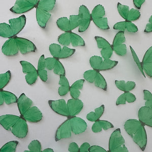 Bright Green Pre-cut Edible Wafer Butterflies