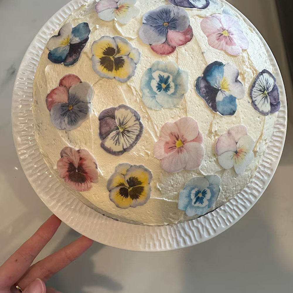 Multicoloured Pre-cut Edible Wafer Pansies