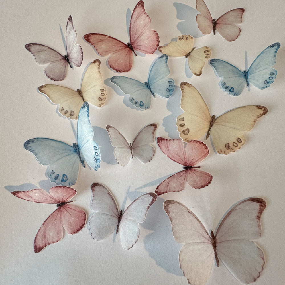 Multicoloured Pre-cut Edible Wafer Butterflies