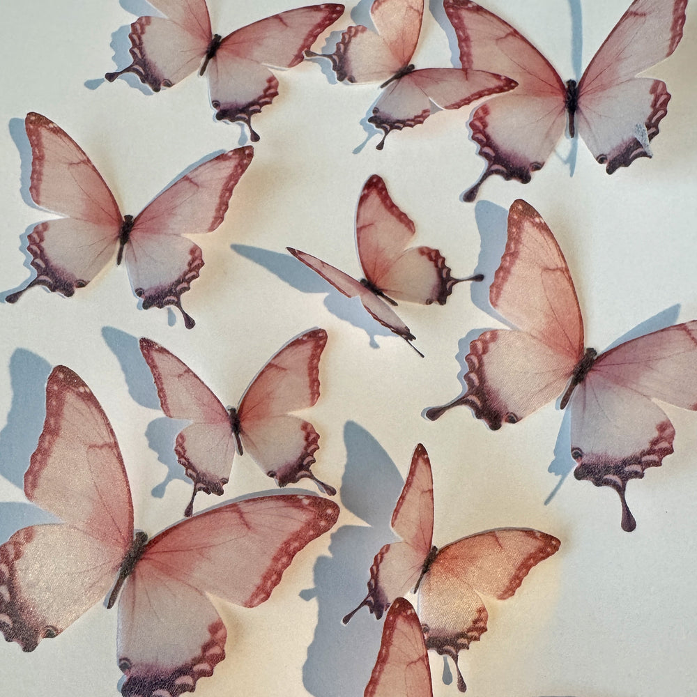 Light Red Pre-cut Edible Wafer Butterflies