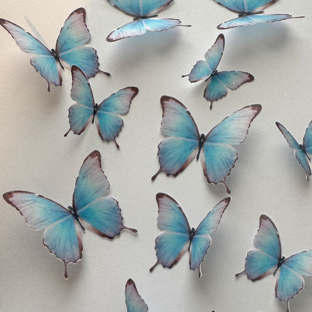 Blue & Purple Pre-cut Edible Wafer Butterflies