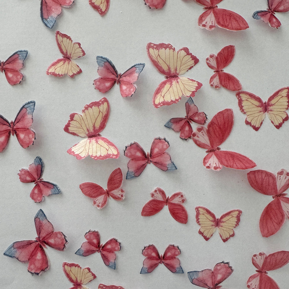 Pink Yellow & Blue Pre-cut Edible Wafer Butterflies
