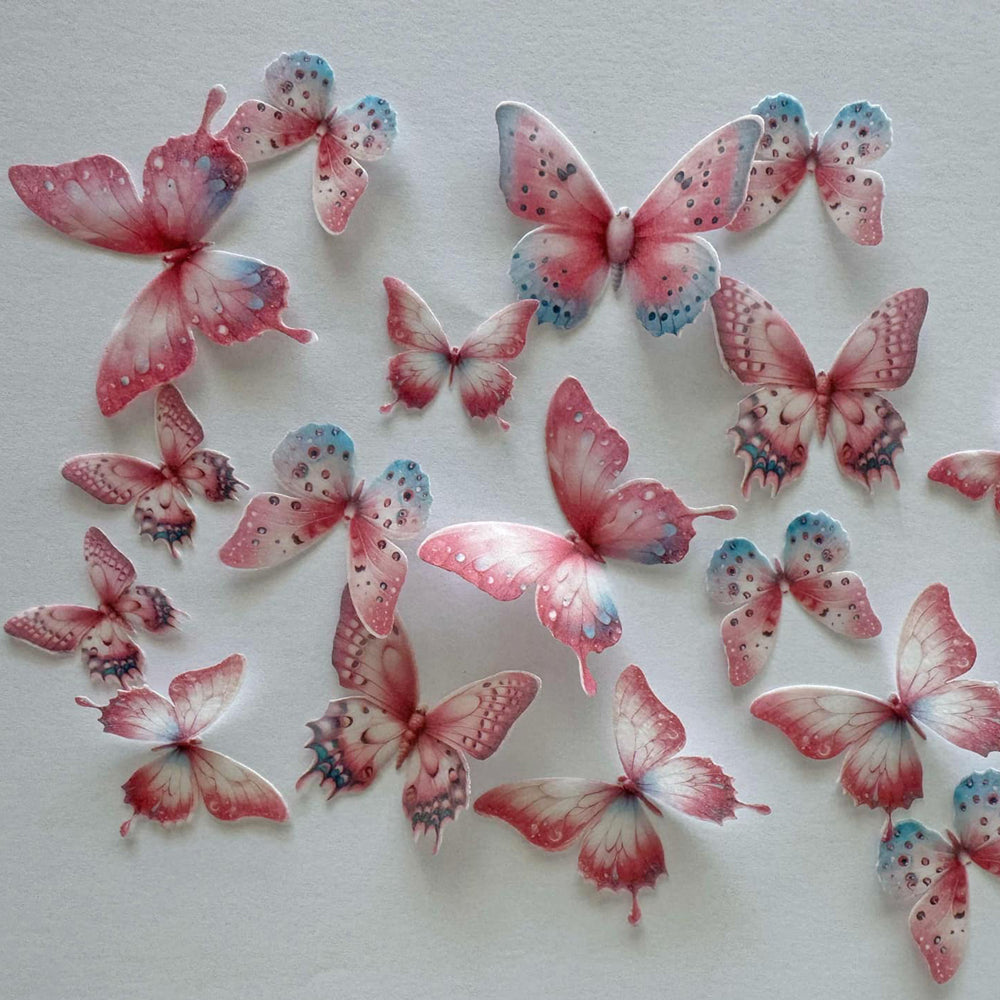 Pink & Blue Pre-cut Edible Wafer Butterflies