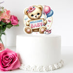 Welcome Baby Teddy Bear Large Pre-cut Edible Wafer Card Topper