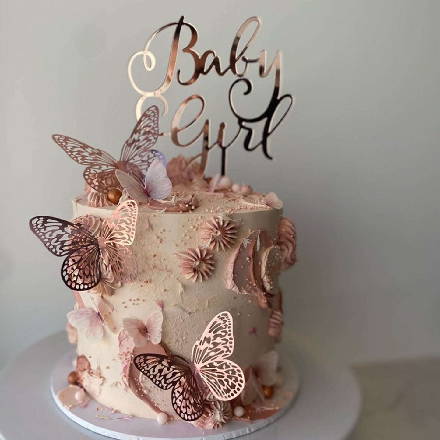 Rose Gold Metallic Butterflies - Pack of 12
