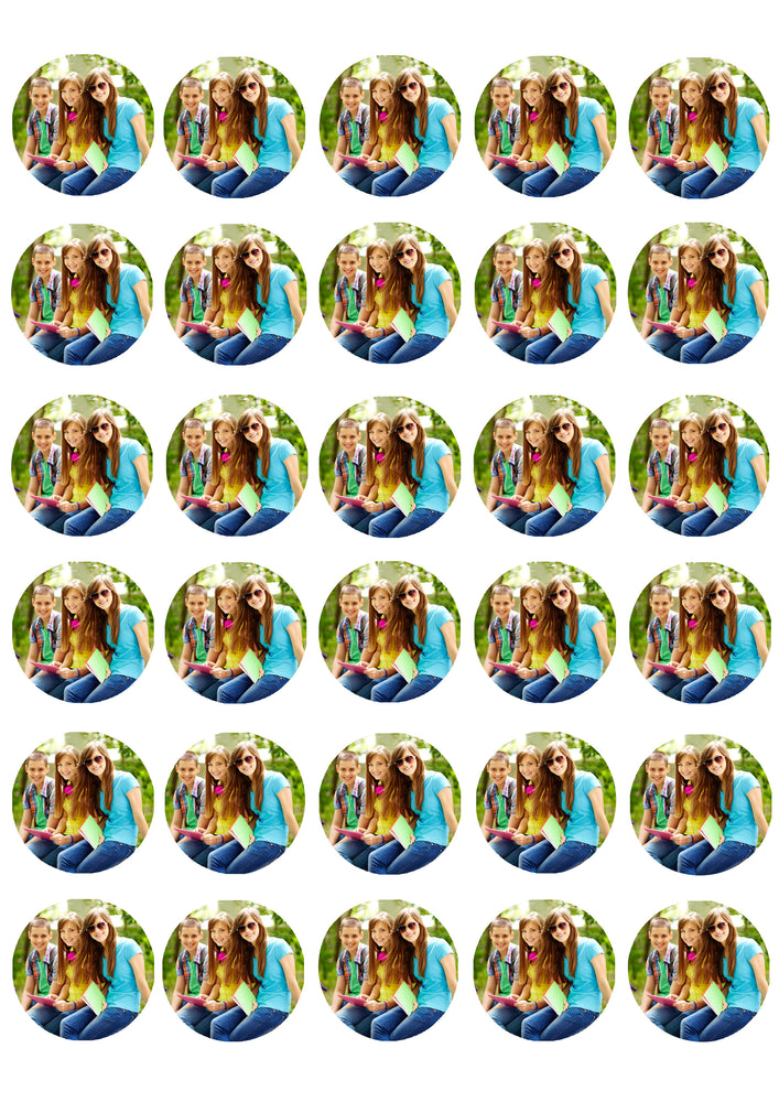 Custom Photo Logo Mini Pre-cut Edible Icing Cupcake or Cookie Toppers