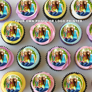 Custom Photo Logo Mini Pre-cut Edible Icing Cupcake or Cookie Toppers