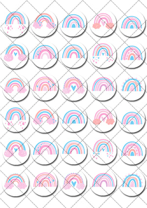 Colourful Rainbow Pre-cut Mini Edible Cupcake or Cookie Toppers