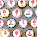 Pretty Pink Dolls Pre-cut Mini Edible Cupcake or Cookie Toppers