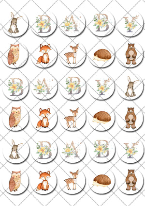 Woodland Animals Pre-cut Mini Edible Cupcake or Cookie Toppers