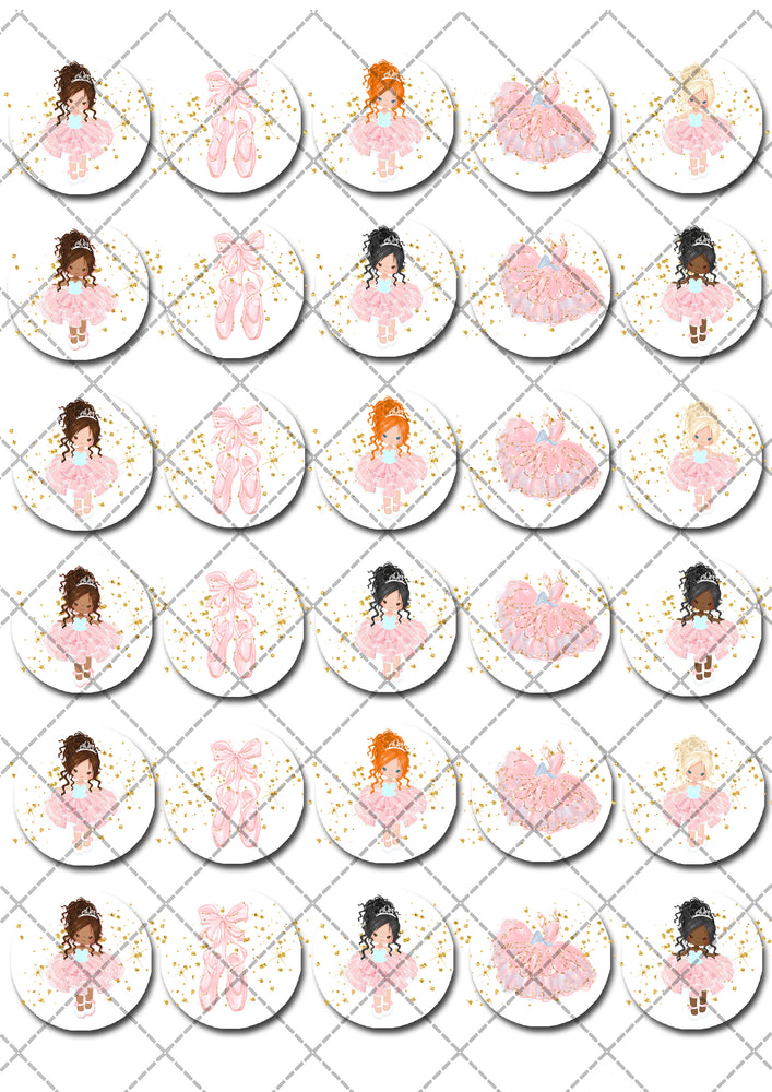 Ballerina Dance Pre-cut Mini Edible Cupcake or Cookie Toppers