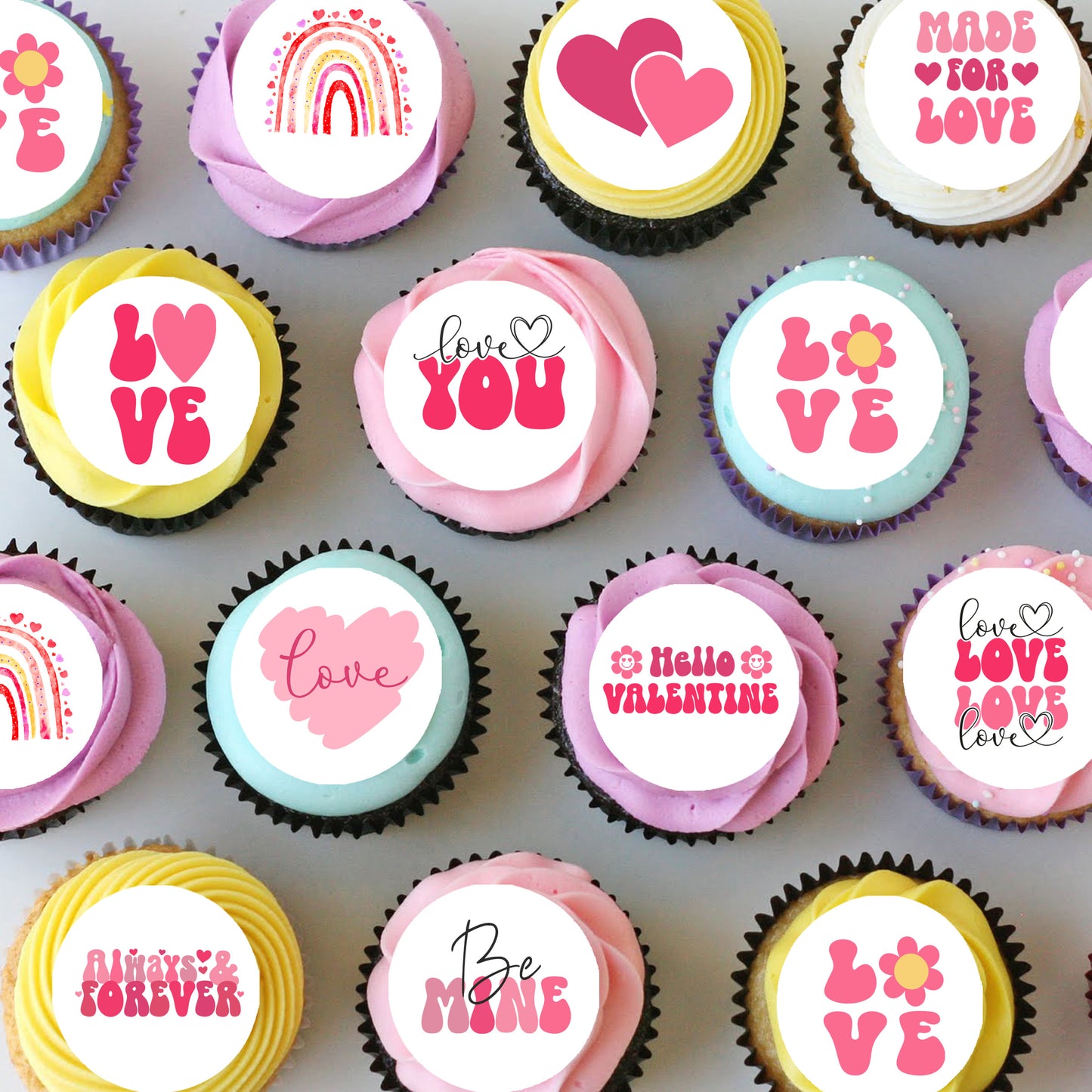 Valentines Day Love Pre-cut Mini Edible Cupcake or Cookie Toppers