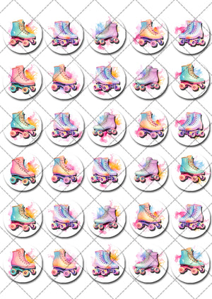 Rollerskate Rollerskating Pre-cut Mini Edible Cupcake or Cookie Toppers