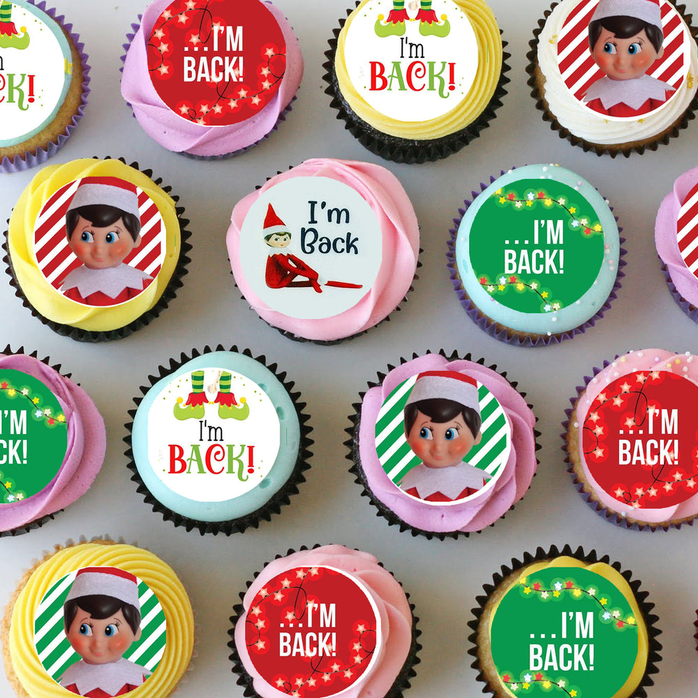 Elf on the Shelf Pre-cut Mini Edible Cupcake or Cookie Toppers