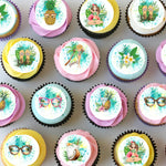 Beach Tropical Themed Pre-cut Mini Edible Cupcake or Cookie Toppers