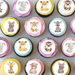 Jungle Animal Safari Pre-cut Mini Edible Cupcake or Cookie Toppers
