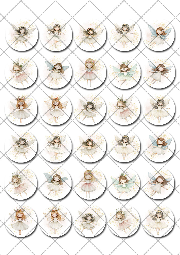 Cute Fairy Pre-cut Mini Edible Cupcake or Cookie Toppers