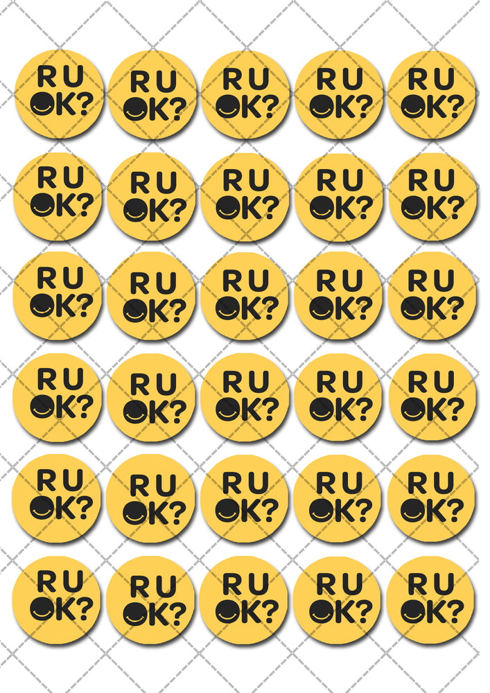 RUOK Pre-cut Mini Edible Cupcake or Cookie Toppers