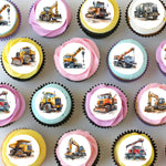 Construction Trucks Pre-cut Mini Edible Icing Cupcake or Cookie Toppers