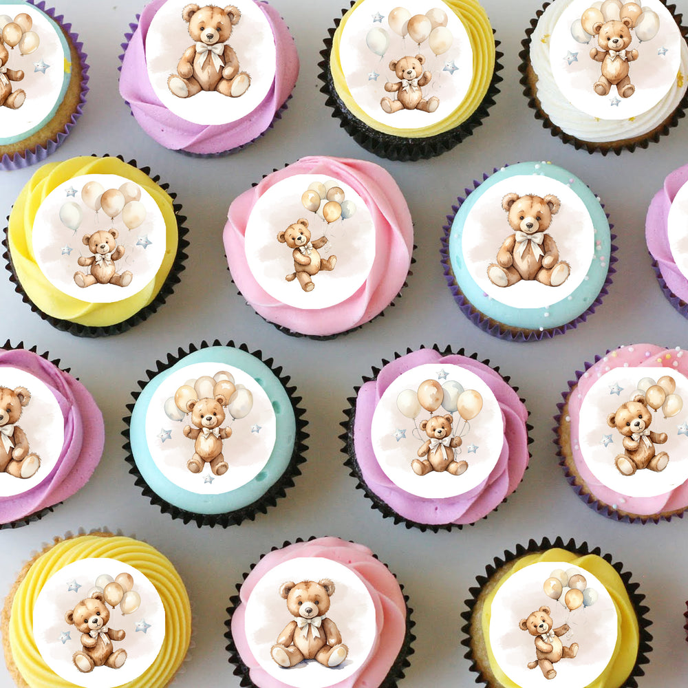 Teddy Bears Pre-cut Mini Edible Icing Cupcake or Cookie Toppers