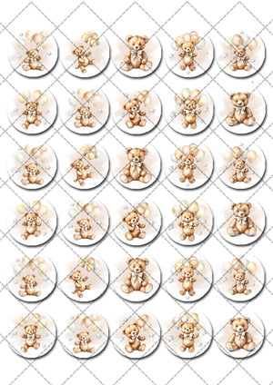 Teddy Bears Pre-cut Mini Edible Icing Cupcake or Cookie Toppers