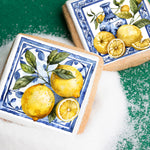 Lemon Amalfi Tiles Square Edible Cookie Toppers