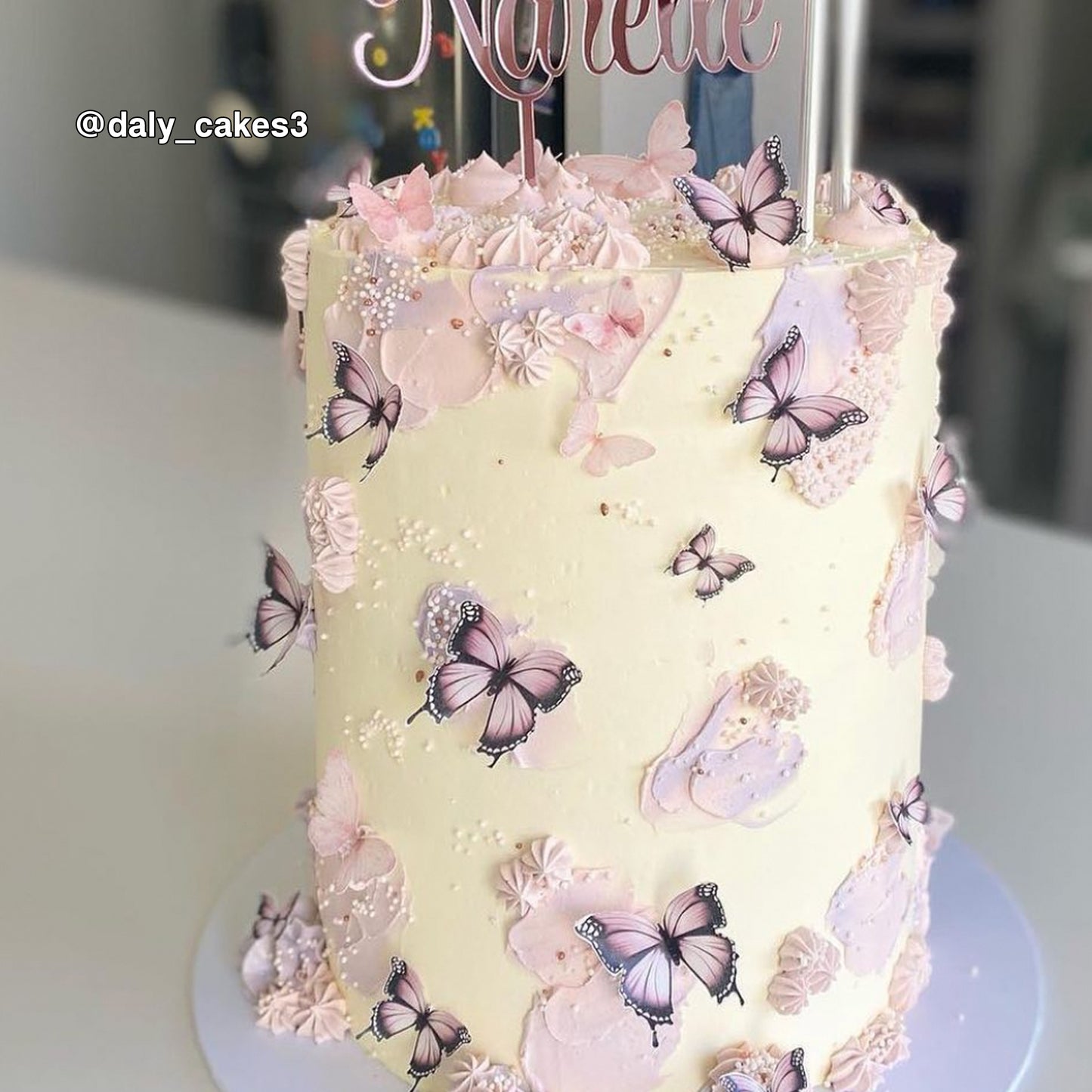 Pink & Black Pre-cut Edible Wafer Butterflies