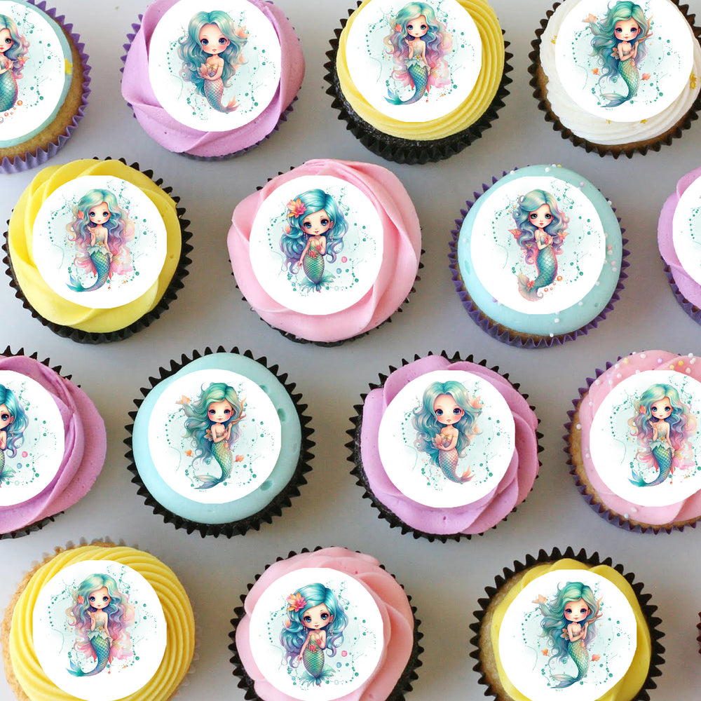 Mermaid Under The Sea Mini Edible Cupcake or Cookie Toppers