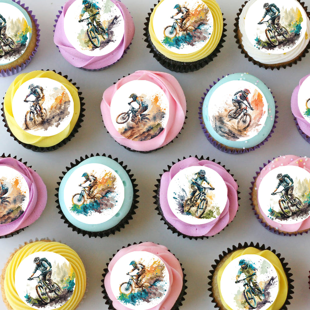 Dirt Bike Pre-cut Mini Edible Icing Cupcake or Cookie Toppers