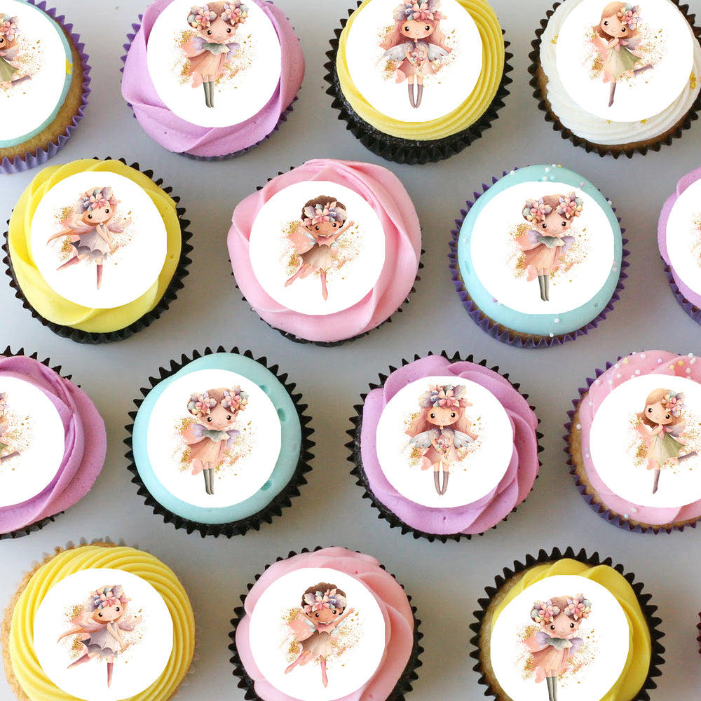 Fairies Pre-cut Mini Edible Icing Cupcake or Cookie Toppers