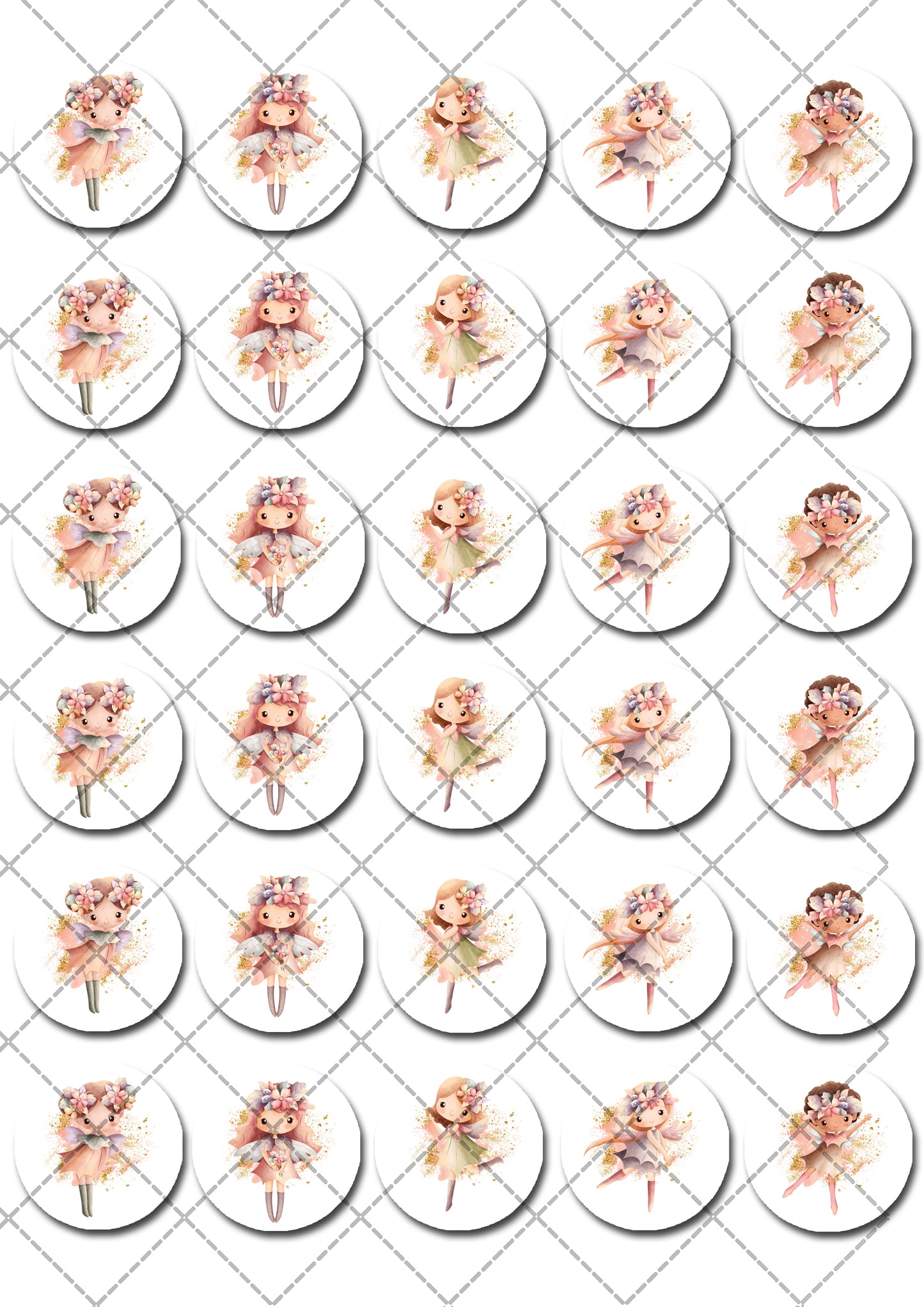 Fairies Pre-cut Mini Edible Icing Cupcake or Cookie Toppers