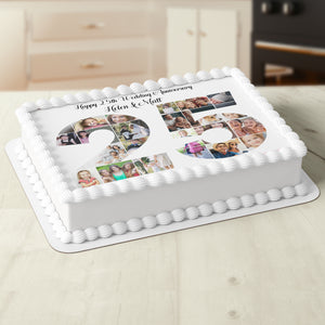 Anniversary Photo Collage Edible Icing Cake Topper