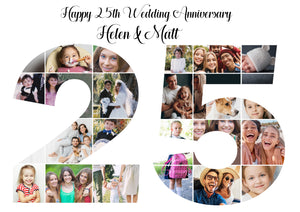 Anniversary Photo Collage Edible Icing Cake Topper