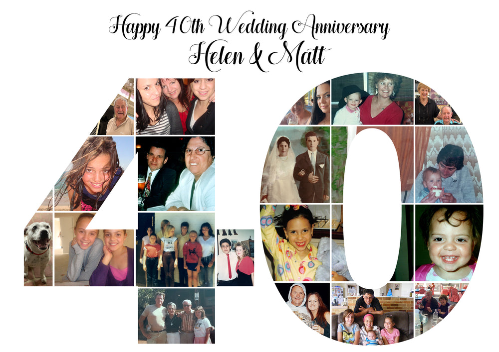 Anniversary Photo Collage Edible Icing Cake Topper