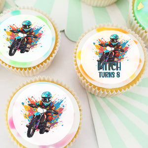 Dirt Bike Pre-cut Edible Cupcake or Cookie Toppers