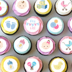 Baby Girl Boy Shower Birth Pre-cut Mini Edible Cupcake or Cookie Toppers