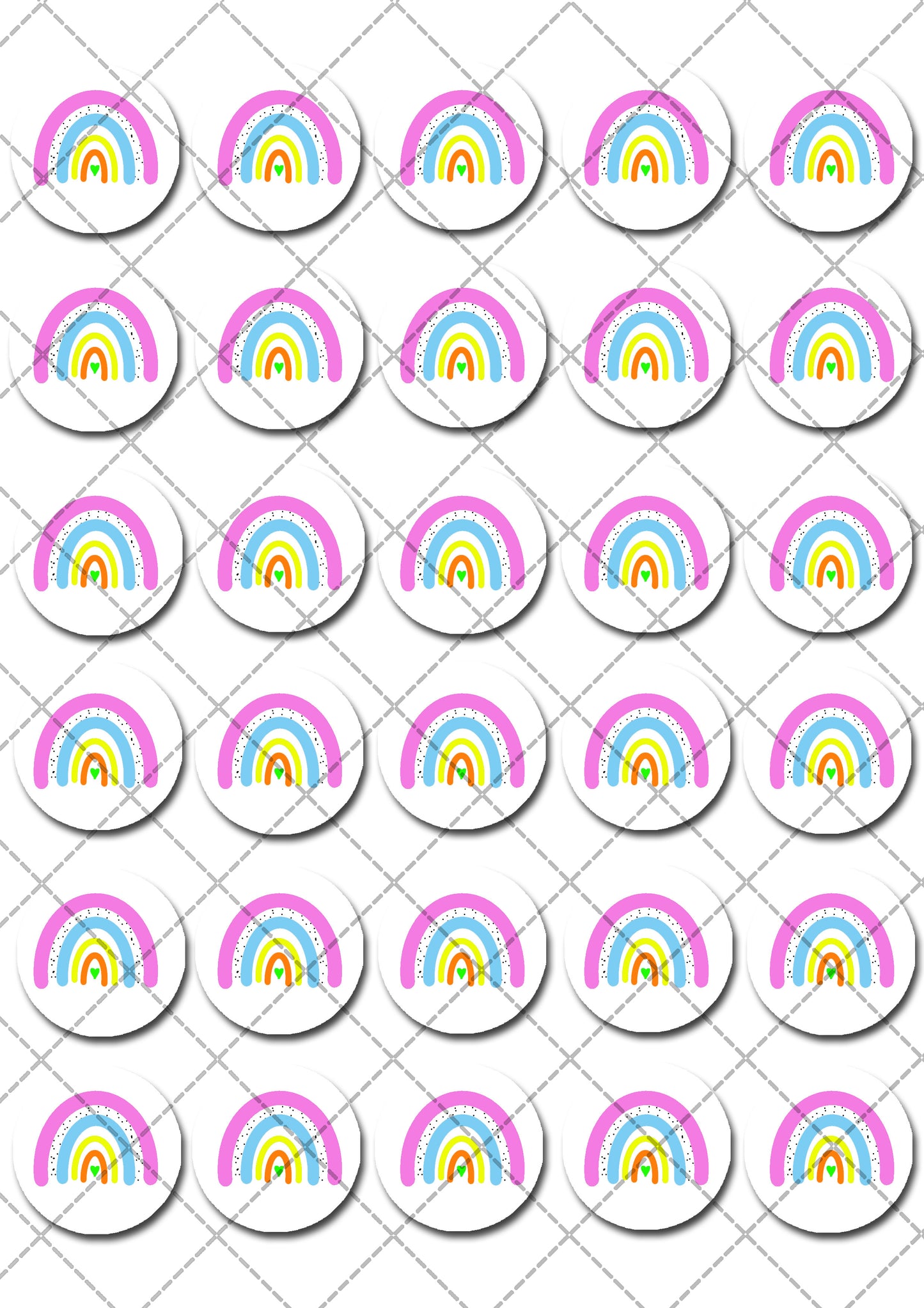 Rainbow Brights Pre-cut Mini Edible Cupcake or Cookie Toppers