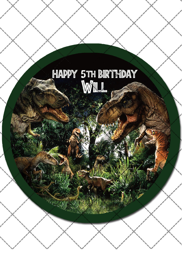 Dinosaurs Pre-cut Round Edible Cake Topper