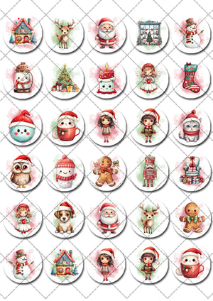 Christmas Xmas Pre-cut Mini Edible Icing Cupcake or Cookie Toppers