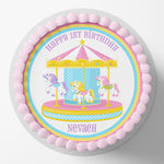 Horse Carousel Pre-cut Round Edible Cake Topper