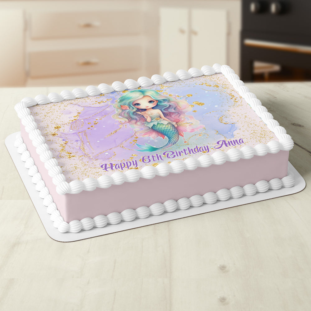 Mermaid Under The Sea Edible Icing Cake Topper