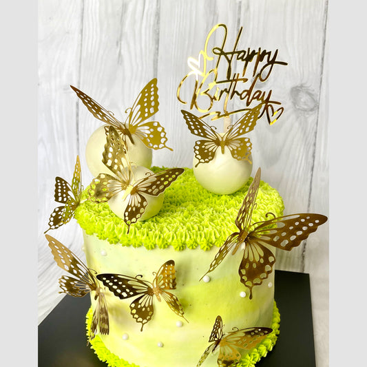 Gold Metallic Paper Butterflies - Pack of 12