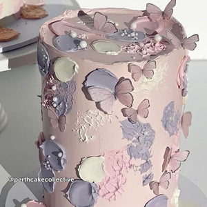 Pink & Grey Pre-cut Edible Wafer Butterflies