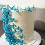 Bright Blue Pre-cut Edible Wafer Butterflies