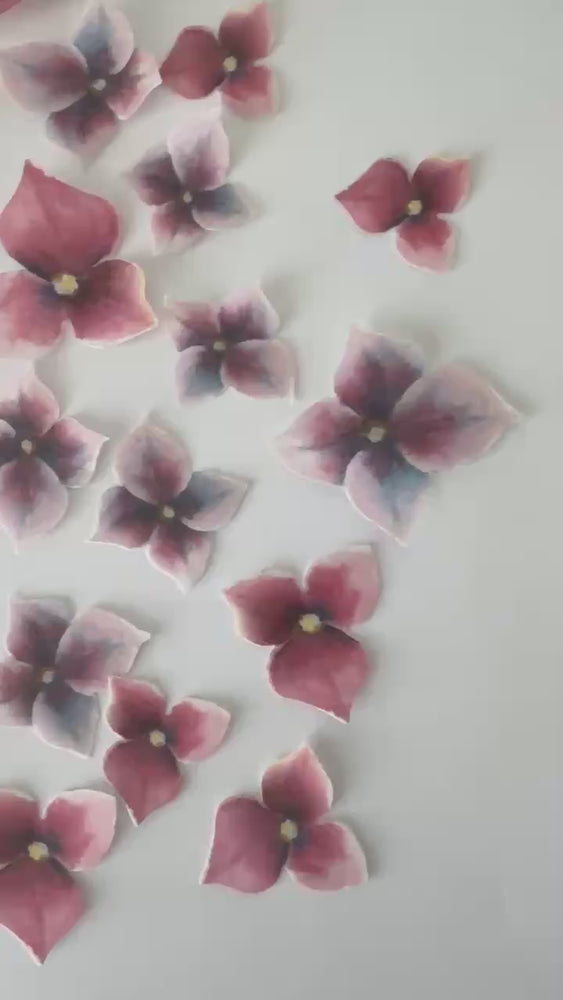 
            
                Load and play video in Gallery viewer, Pink &amp;amp; Purple Pre-cut Edible Wafer Hydrangea Flowers
            
        