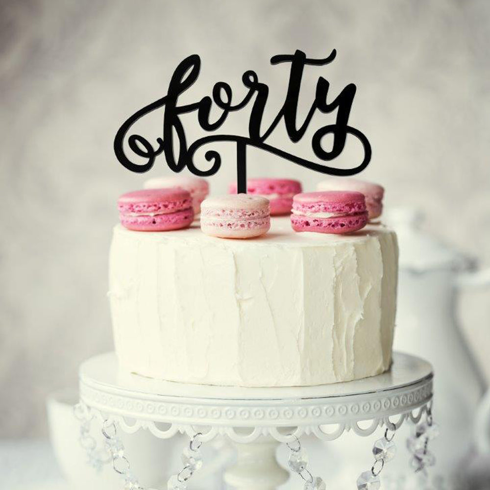 Number Forty Black Acrylic Cake Topper