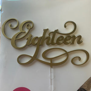 Eighteen Gold Metallic Acrylic Cake Topper
