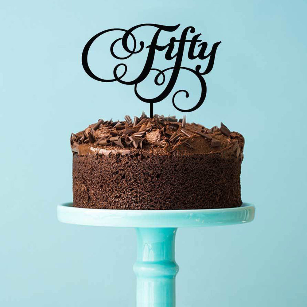 Fifty Black Acrylic Cake Topper