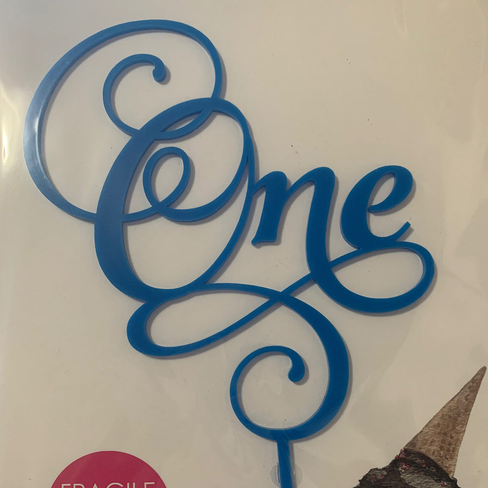 Number One Blue Acrylic Cake Topper