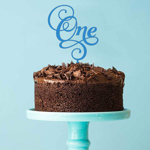 Number One Blue Acrylic Cake Topper